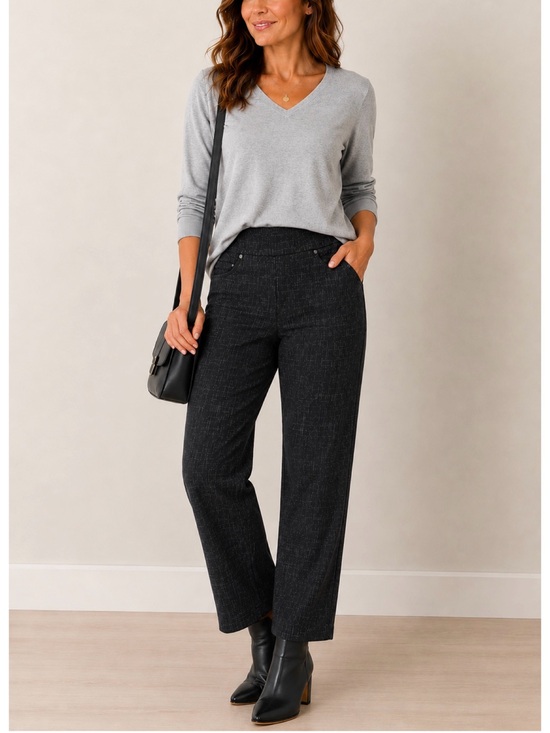 Gloria Vanderbilt Pants - Gloria Vanderbilt Avery Straight-Leg Pull-On Pants in Charcoal Black